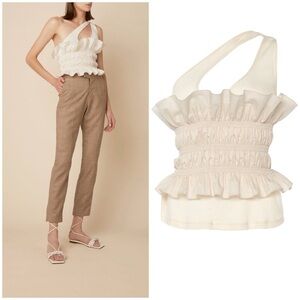 Johanna Ortiz Good Flow Smocked One Shoulder Top